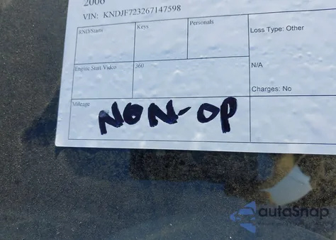 2006 Kia Sportage Ex V6/Lx V6 из США, поврежденный, VIN KNDJF723267147598